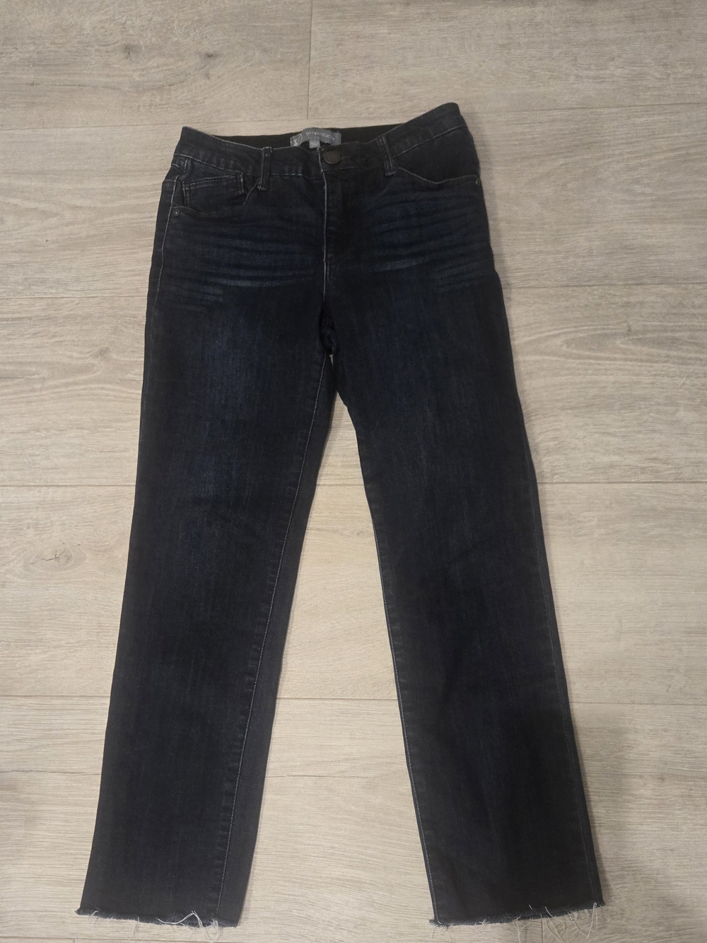 Wit & Wisdom Black Straight-Leg Jeans with Raw Hem